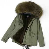 2021 fashion womens real fur collar coat natural raccoon big fur collar winter parkas bomber jacket short blouse winter jacket