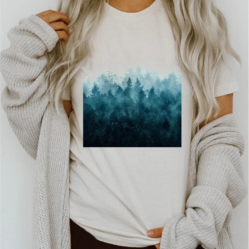 

Women Graphic Lake Elegant Casual 90s Spring Summer Printing Lady Clothes Tops Clothing Tees Print Female Tshirt T-Shirt