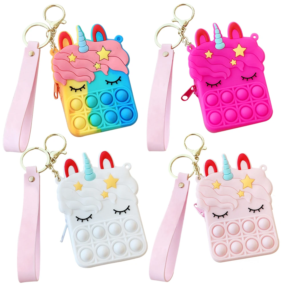 

Антистрессовые игрушки-антистресс, игрушка с пузырьками, Радужный Кошелек для монет, кошелек, женская сумка из силикона, сумки через плечо с...