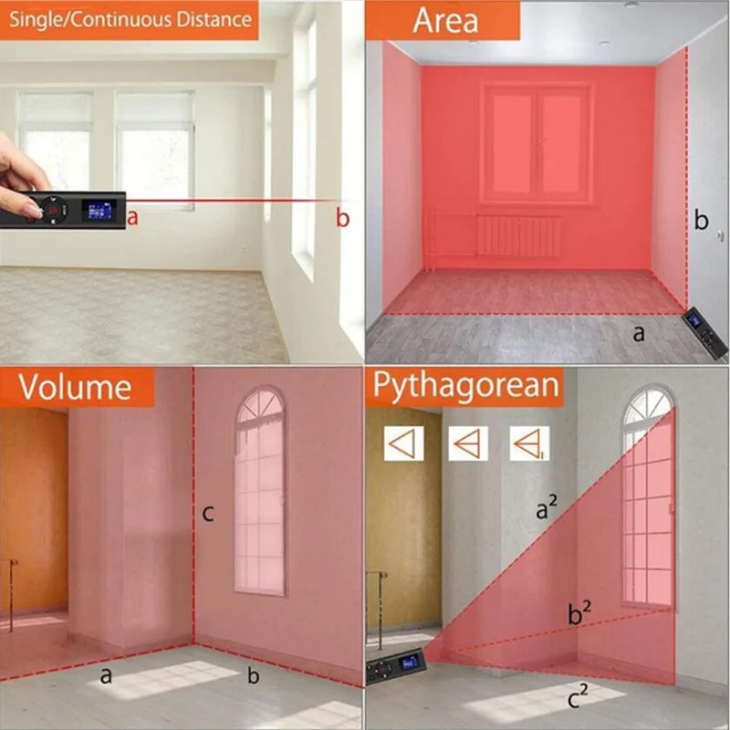 

40m Handheld Smart Digital Laser Rangefinder Distance Meter Range Measure Tool Mini Usb Charging High-Precision Storage Function