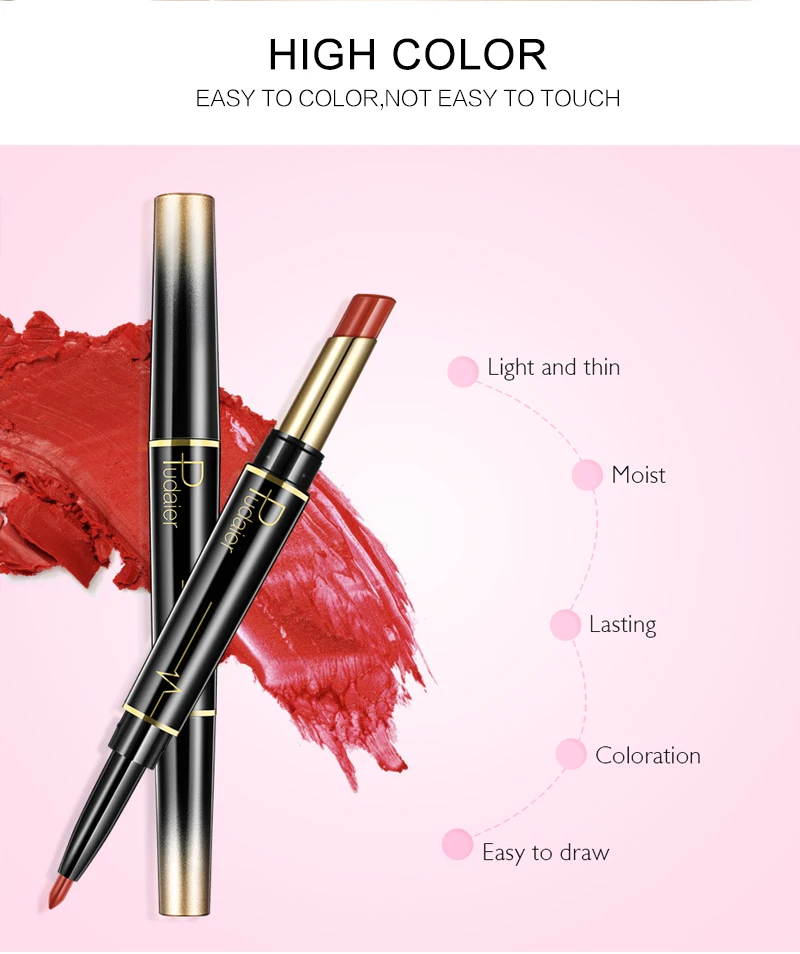 Пудейер 2 в 1 16 цветов матовая губная помада подводка для губ ручка водостойкие