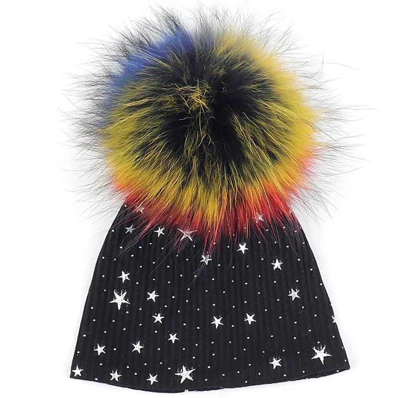 

Детская шапка с помпоном из натурального меха, для детей 0-6 месяцев