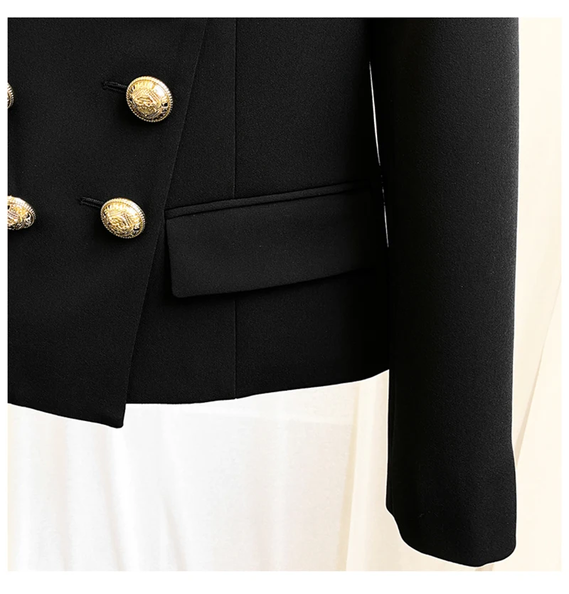 

[EAM] Women Black Double Breasted Blazer New V-collar Long Sleeve Loose Fit Jacket Fashion Tide Spring Autumn 2021 1DA402