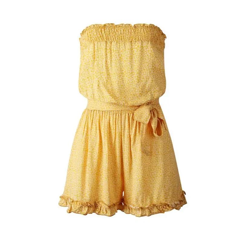 

2020 Playsuit Women Summer Jumpsuit Short Floral Jumpsuit Female Strapless Flower Sexy Rompers Womens Jumpsuit Shorts Ladies