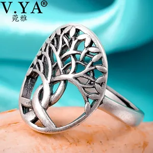 Женское кольцо с растениями V.YA S990, открытое серебряное кольцо с деревом, регулируемое ювелирное изделие