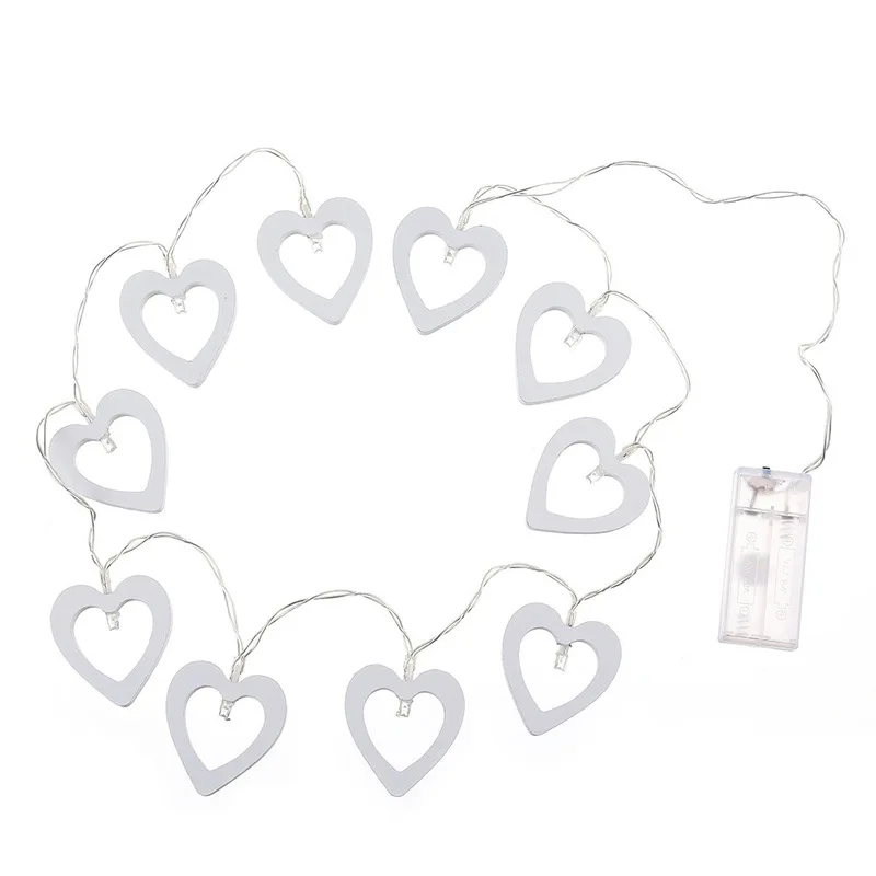 

1.2M 10 LED wood Heart-shaped String Lights For Valentine's Day New Year Wedding Home Indoor Decoration Battery Powered