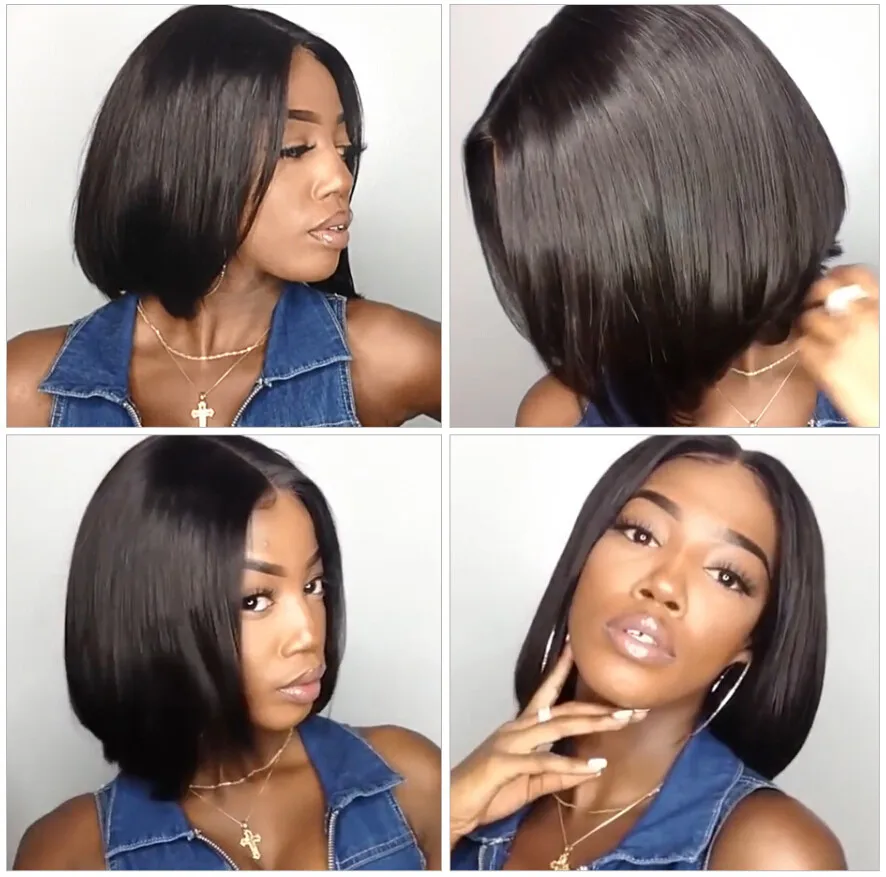 Ali Annabelle Bob Lace Front Human Hair Wigs Brazilian Short Human Hair Wig Pre Plucked Perruque Cheveux Humain Bresiliens Solde