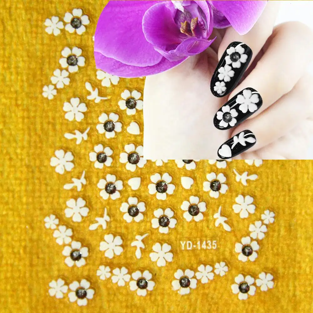 

White Floral Nail Decals Flowers Design Adhesive Stickers Sticker Nail Stickers Nail Art Sticker Decoracion All For Manicure