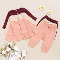 new autumnwinter childrens clothing infant cotton and linen long sleeved shirt and casual pants two piece suit
