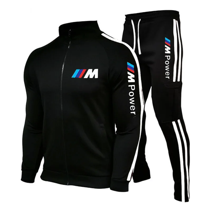 

2021 new BMW M men's football suit zipper hoodie + pants two pieces of casual track suit men's sportswear gym brand clothing spo