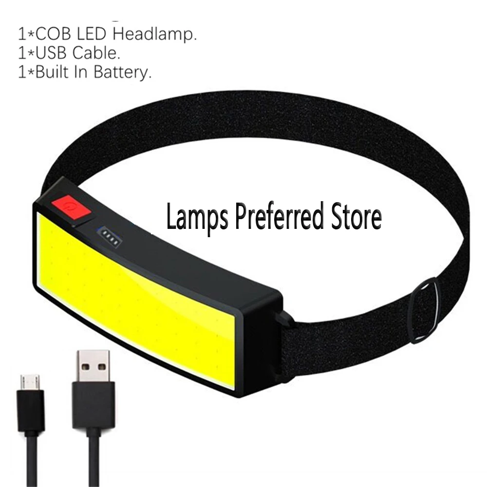 

Rechargeable Powerful Headlamp Portable COB LED Headlights 3Modes Built-in Battery Head Flashlight New Style For Hunting Fishing