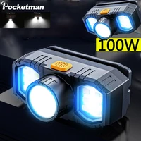 20000lm 3 light headlamp led head lamp usb rechargeable headlight built in 18650 battery with 3 modes adjustable head torch