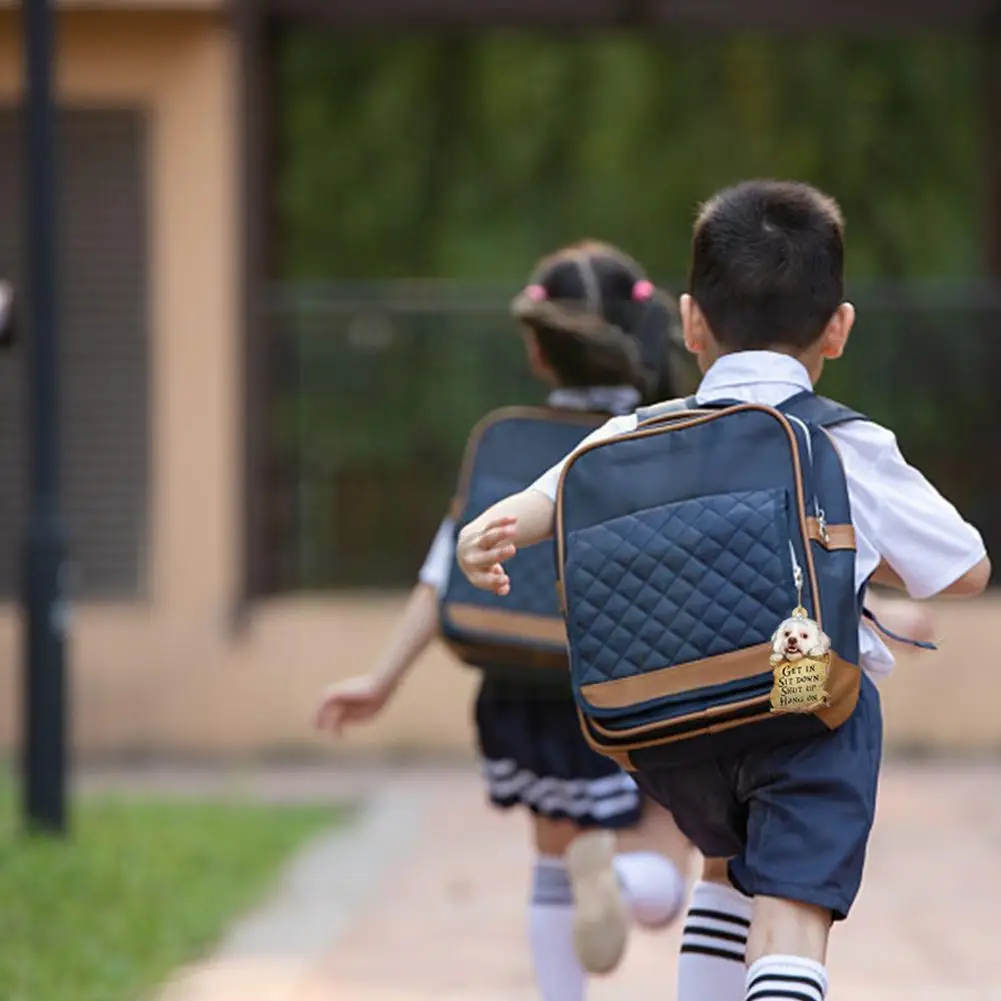 

Cute Dog Lover Get in Sit Down Shut Up Hang on Car Hanging Ornament Cartoon Pendant Bag Keychain for Rear View Mirror Decor W1H9