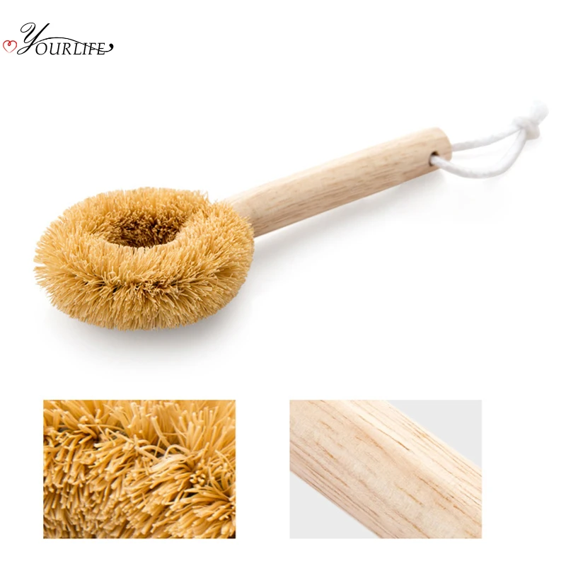 OYOURLIFE натуральная зеркальная кухонная щетка для мытья посуды сковорода миска