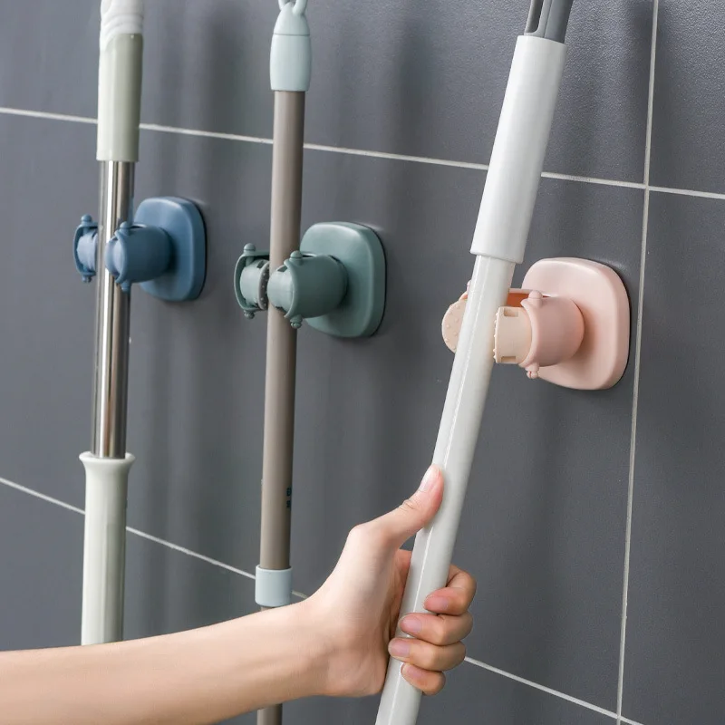 

1PCS High Quality Wall Mounted Mop Organizer Holder Brush Broom Hanger Home Storage Rack Bathroom Suction Hanging Pipe Hooks