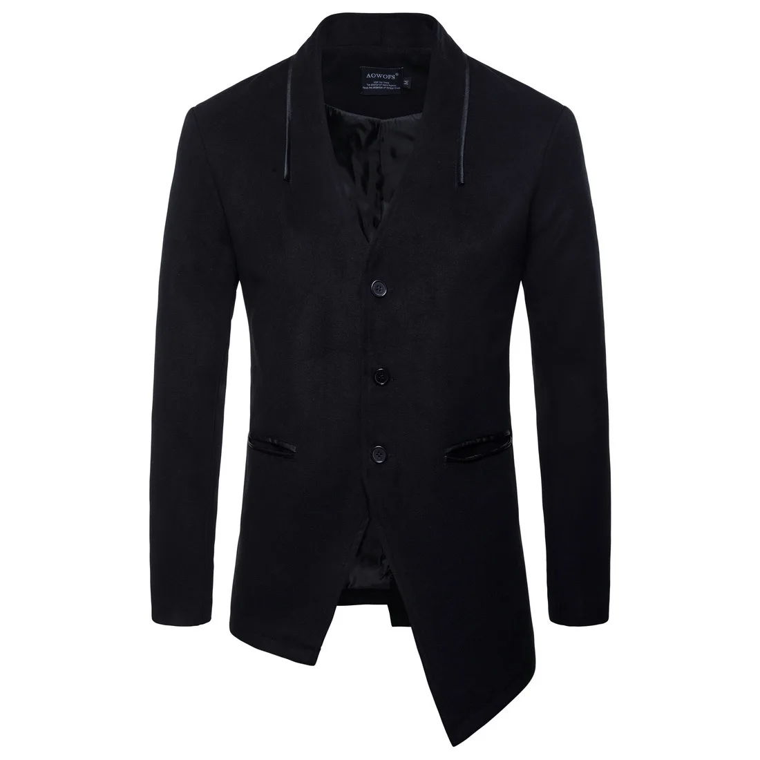 Мужское шерстяное пальто с асимметричным подолом ветровка в готическом стиле