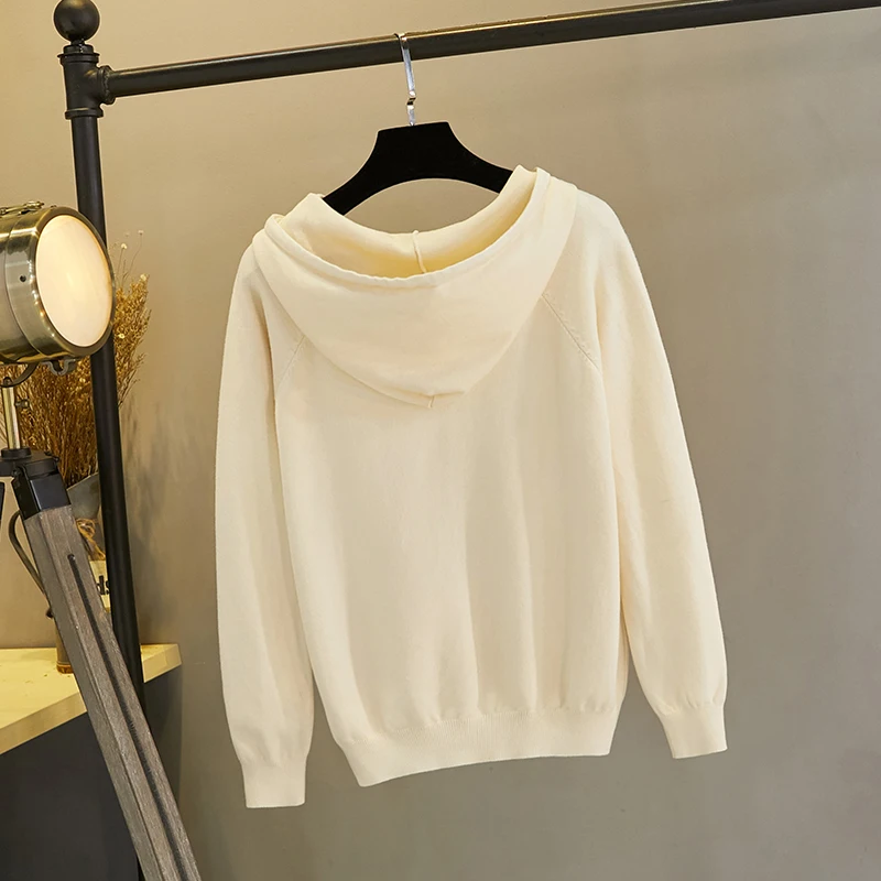 Женский свитер с капюшоном GIGOGOU трикотажный кардиган на молнии длинными рукавами