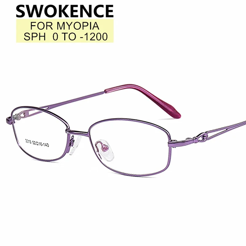 

Очки по рецепту SWOKENCE для близорукости SPH от 0 до 12 женщин на заказ эллипс титановый сплав оправа очки близорукие WP028
