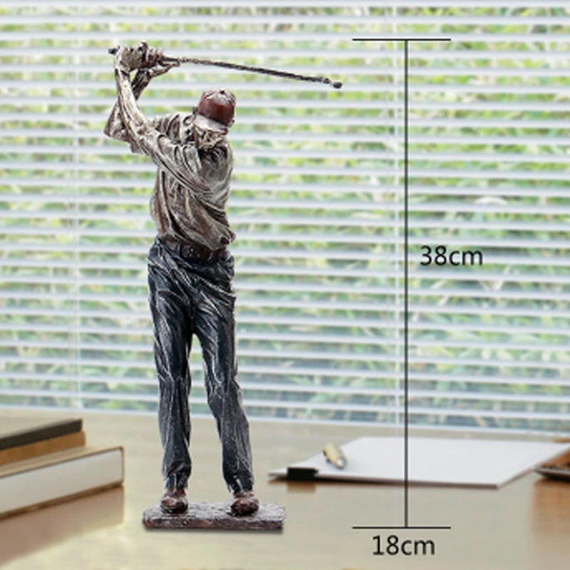 

Golfer Figurine Statue Decor Vintage Decorative Resin Ornament for Home Shelf Office 33/38cm Tall Swinging A Golf Club TY53