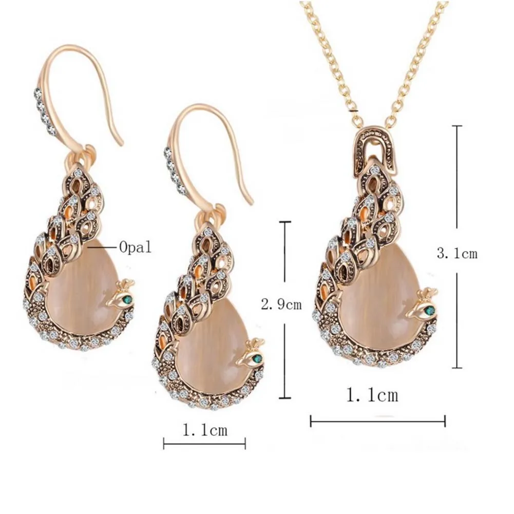 Павлин капля искусственный опал ожерелье серьги набор Мода роскошный модный