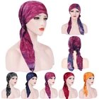 Эластичный женский шарф с рисунком, мужской мусульманский тюрбан, внутренняя шапка под женский хиджаб