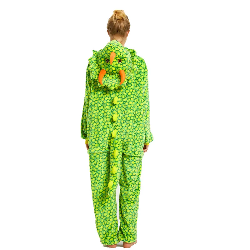 Взрослые кигуруми светло зеленый Трицератопс костюм динозавра Женская Мужская