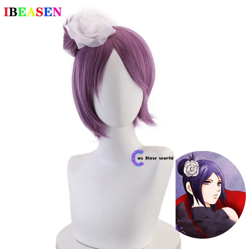 2020 Новый Аниме парик Konan Cos фиолетовый с головой Цветочный стиль термостойкие