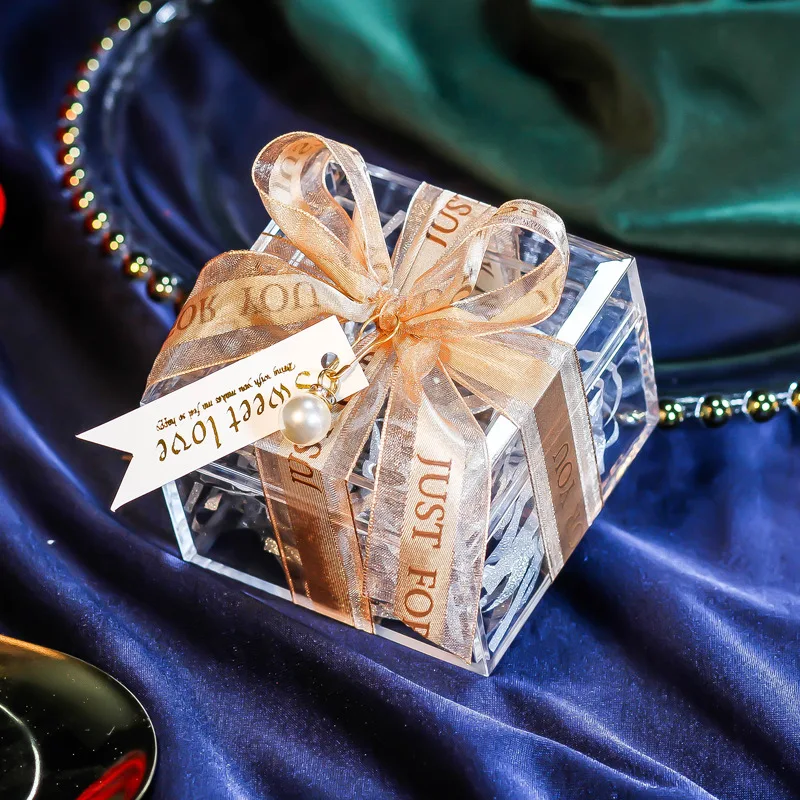 6 шт. прозрачная акриловая коробка для цветов Подарочная Свадебный декор на День