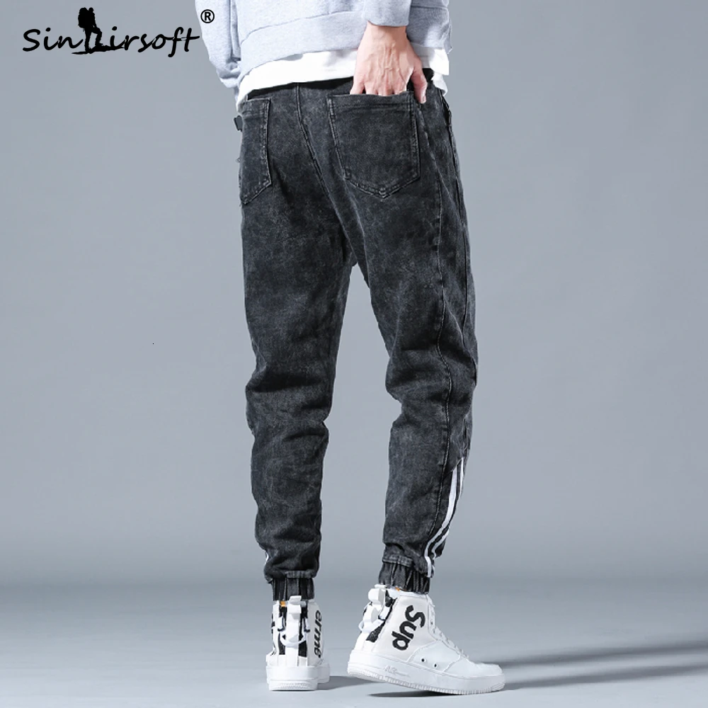 2019 мужские модные свободные штаны-карго с боковой полоской и завязками на талии