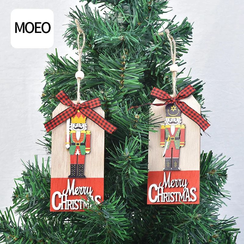 

Новые рождественские украшения Дерево орех Подвеска деревянная буква карточка подвеска Рождественский бант подвеска