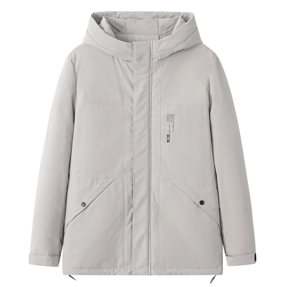 Beige Enjeolon, брендовые новые зимние мужские парки с капюшоном, толстая Мужская куртка, теплая Высококачественная ветрозащитная парка, модное повседневное пальто YR923 - Цвет: Beige