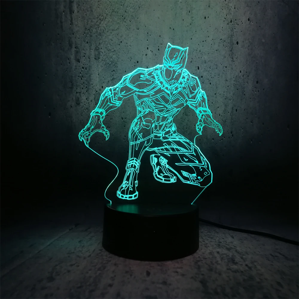 Мультяшная Черная пантера 3D лампа ночник светильник USB СВЕТОДИОДНЫЙ ing Mulitcolor