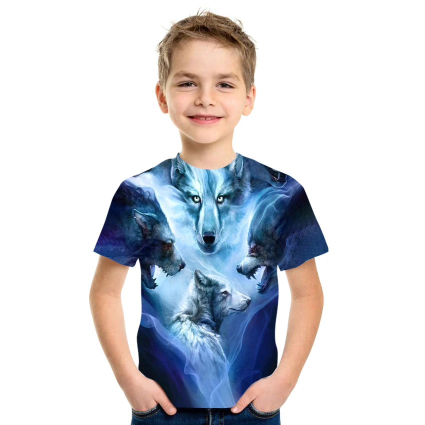 

Summer Children Animal Print T-Shirts For Boys And Girls 3d Short-sleeved Round Neck Tops Kids Fashion Casual Street Wear Clothi