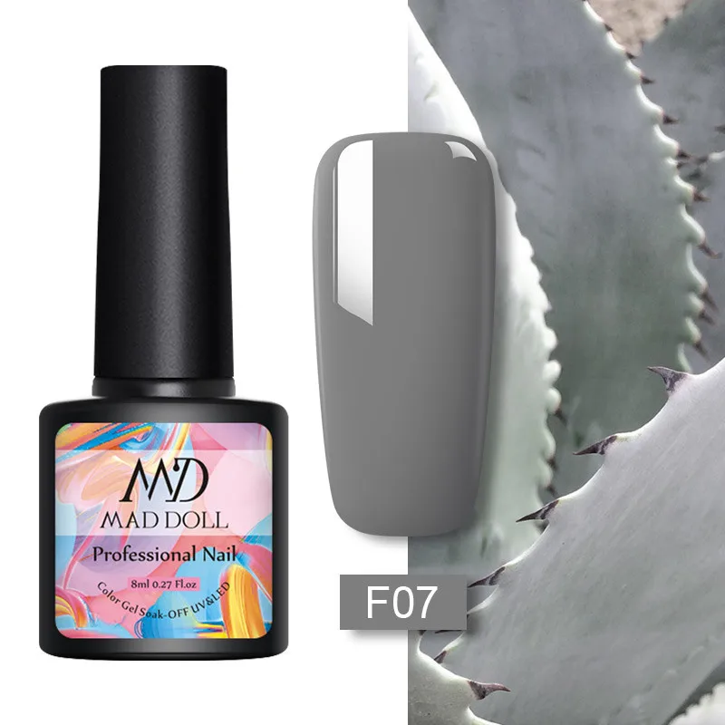 F07 MAD DOLL, 8 мл, Гель-лак для ногтей, цветной, цветной, серия, УФ-гель, замачиваемый, Гель-лак, перманентный, Одноцветный, дизайн ногтей, сделай сам - Цвет: F07