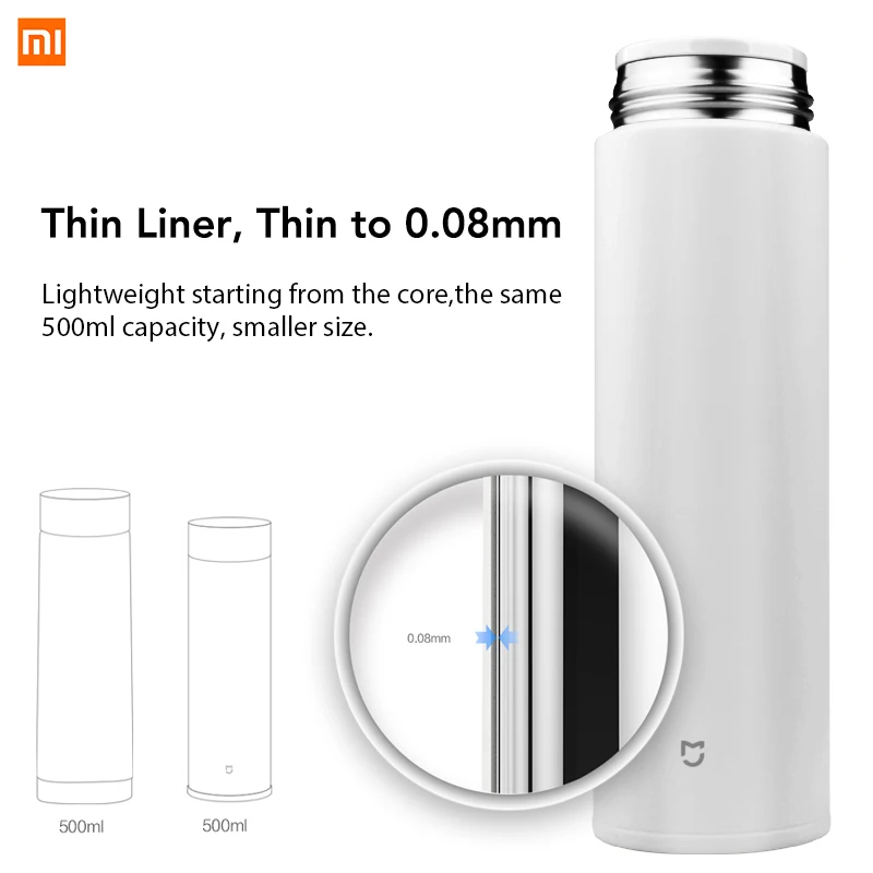 

Оригинальные вакуумные чашки Xiaomi Mijia, 12 часов, нержавеющая сталь 316L, изолированная кружка, бутылка для напитков, 500 мл, 17 унций