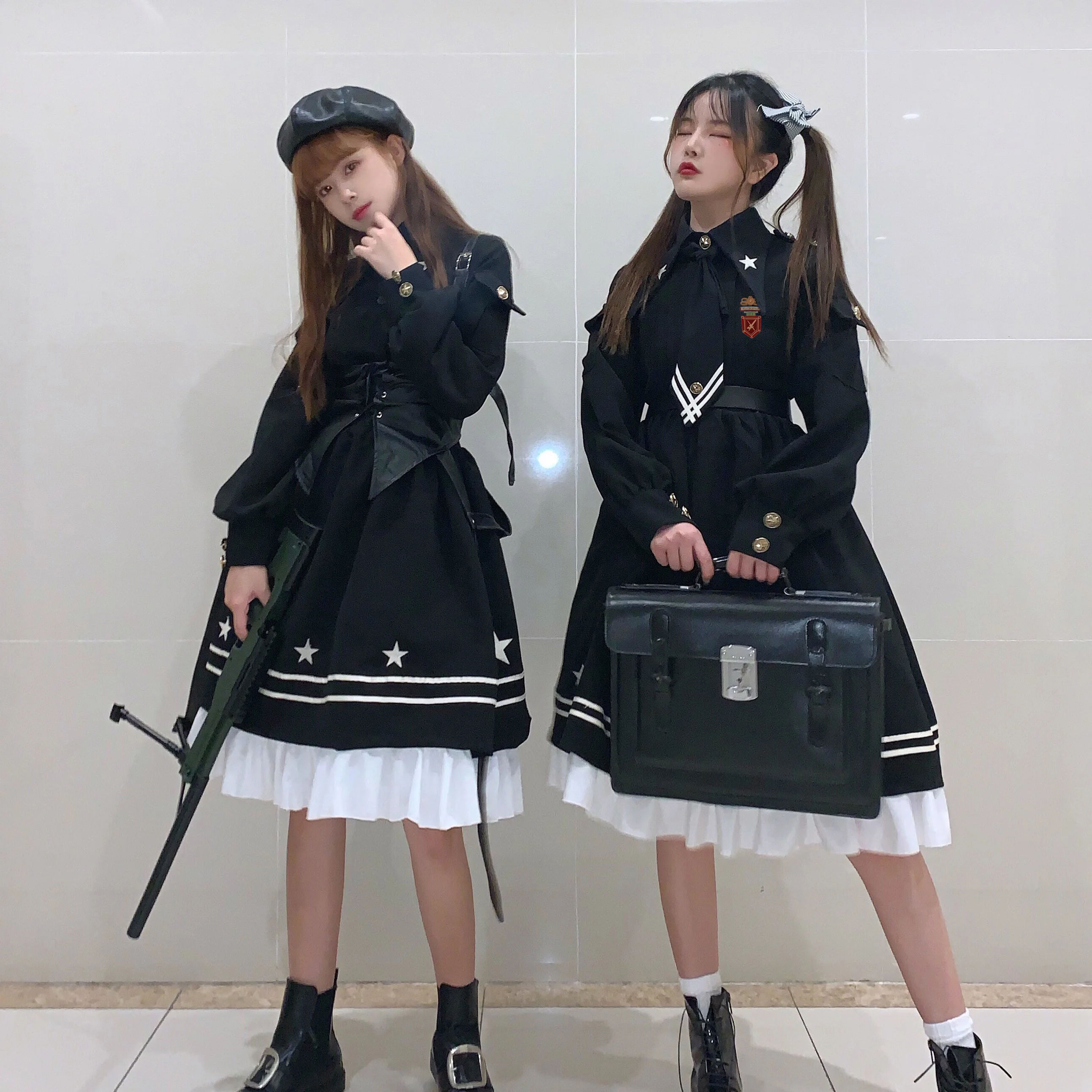 Женское платье накидка с длинным рукавом черное в студенческом стиле|Платья