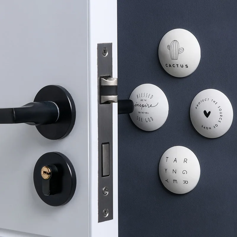 

4 Pieces Round Silicone Door Handle Bumpers Self-adhesive Punch-free Wall Protector Pads Household Anti-collision Door Stoppers