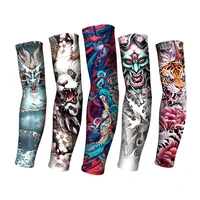 1pcs men long summer tattoo sleeves seamless armguard sun protection cover outdoor gloves driving ice silk women arm sleeves