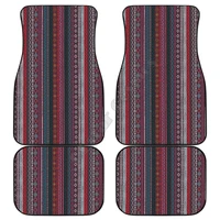 red boho stripes car floor mats 3d printed pattern mats fit for most car anti slip cheap colorful 02