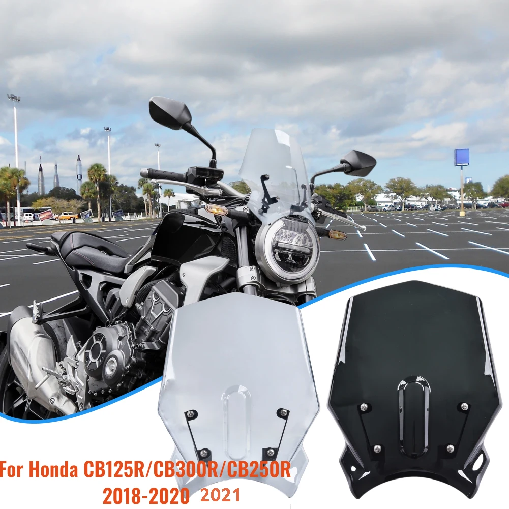 

CB250 R Motorcycle Double Bubble Sports Windshield WindScreen Wind Deflector Visor Accessories for Honda CB125R CB300R 2018-2022
