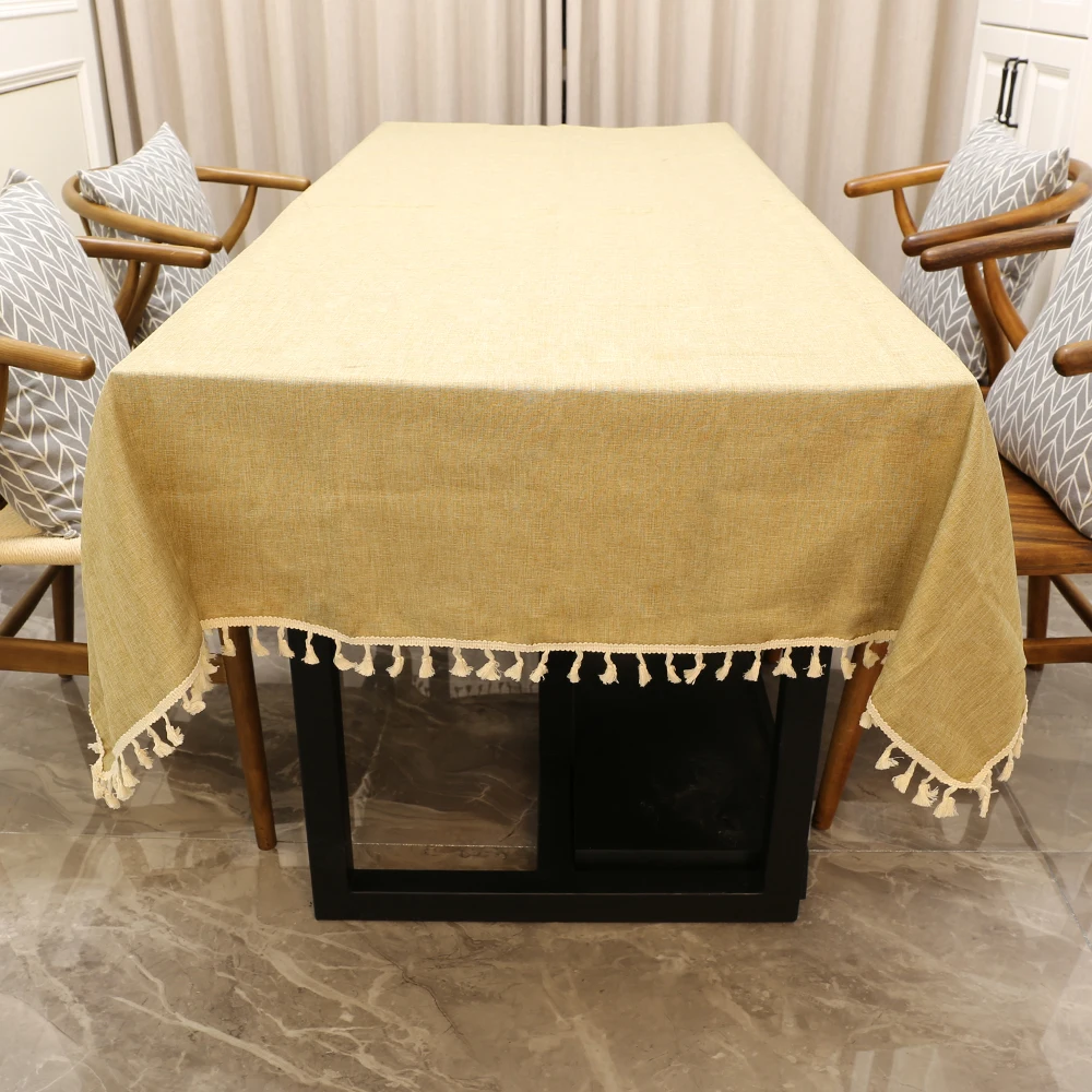 

1pcs Rectangle Tablecloth Vintage Natural Burlap Imitated Jute Linen lace Tea Coffee Table Cloth For Home Kitchen Wedding Party
