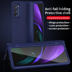 hinge coverage protection phone case with front screen film protector armor protective slim cover for samsung galaxy z fold 2 5g free global shipping