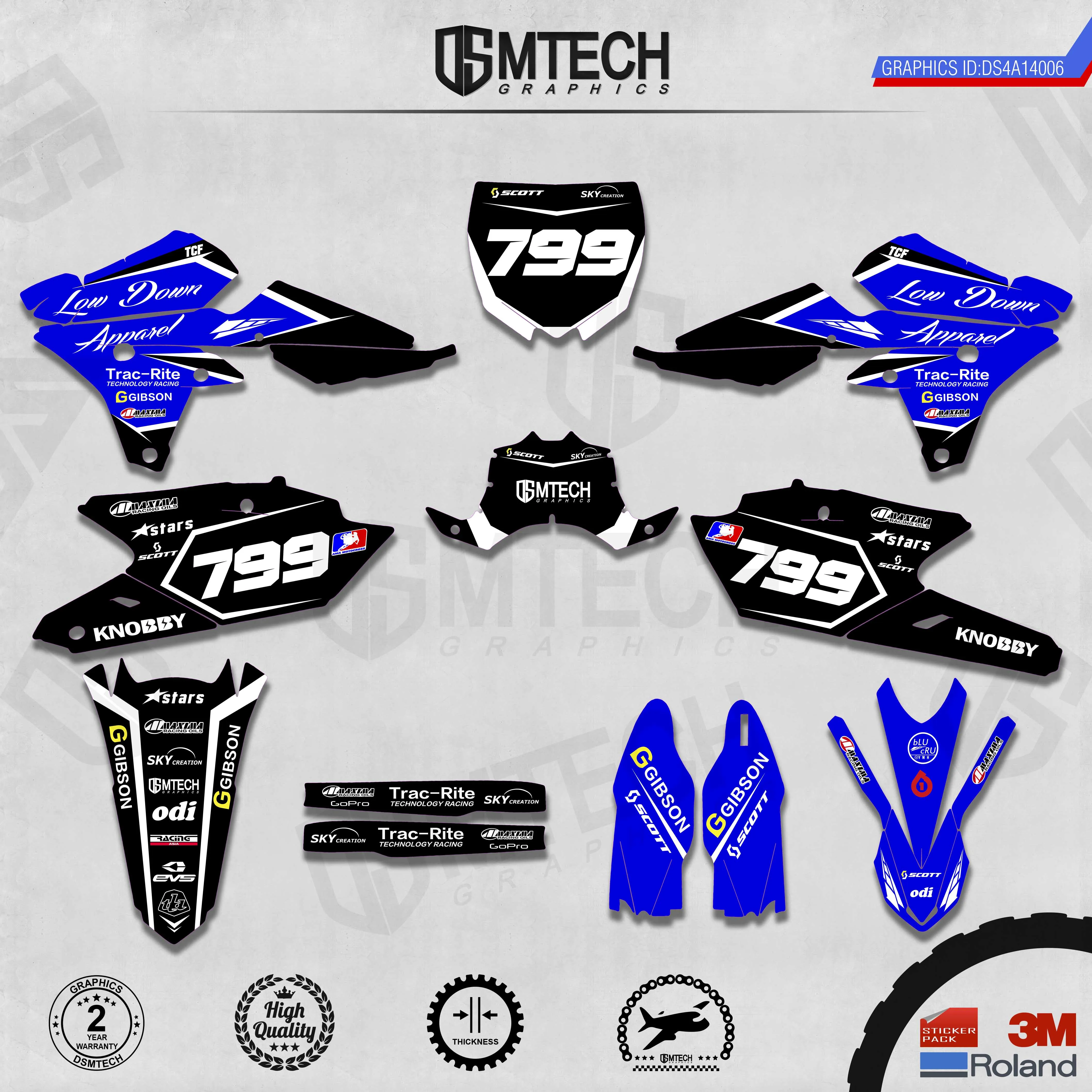 DSMTECH Customized Team Graphics Backgrounds Decals 3M Custom Stickers For 14-18 YZ250F 15-19 YZ250FX WRF250 14-17 YZ450F  006