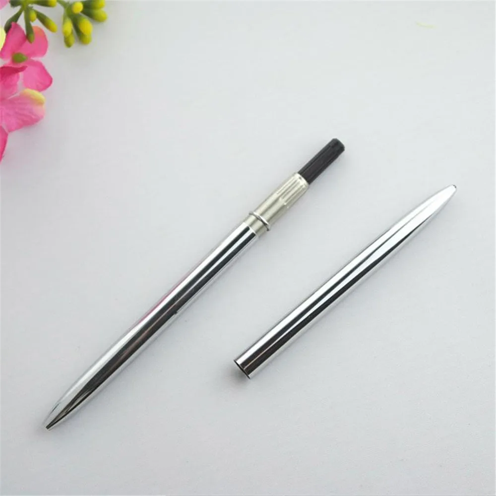 1 шт. Золотая Серебряная металлическая шариковая ручка тонкий стержень из