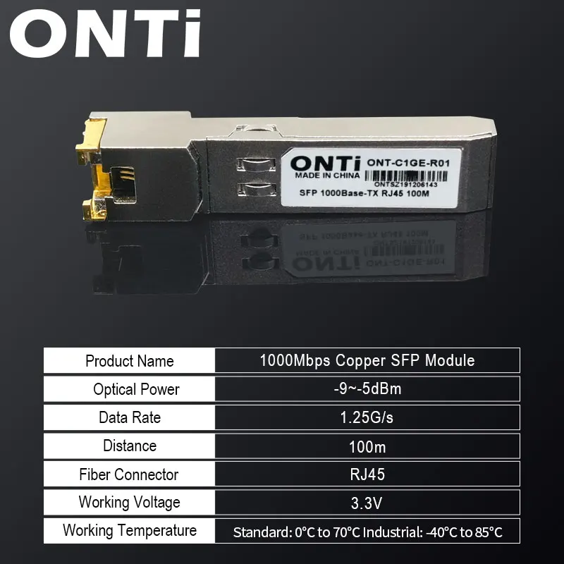 ONTi модулем программирования в производственных условиях RJ45 переключатель гигабитный преобразователь интерфейса 10/100/1000 разъем для программирования в производственных условиях Медь RJ45 модулем программирования в производственных условиях Gigabit Ethernet Порты и разъёмы