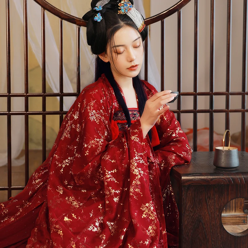 Новинка женское красное платье Hanfu Китайский традиционный ханьфу современное