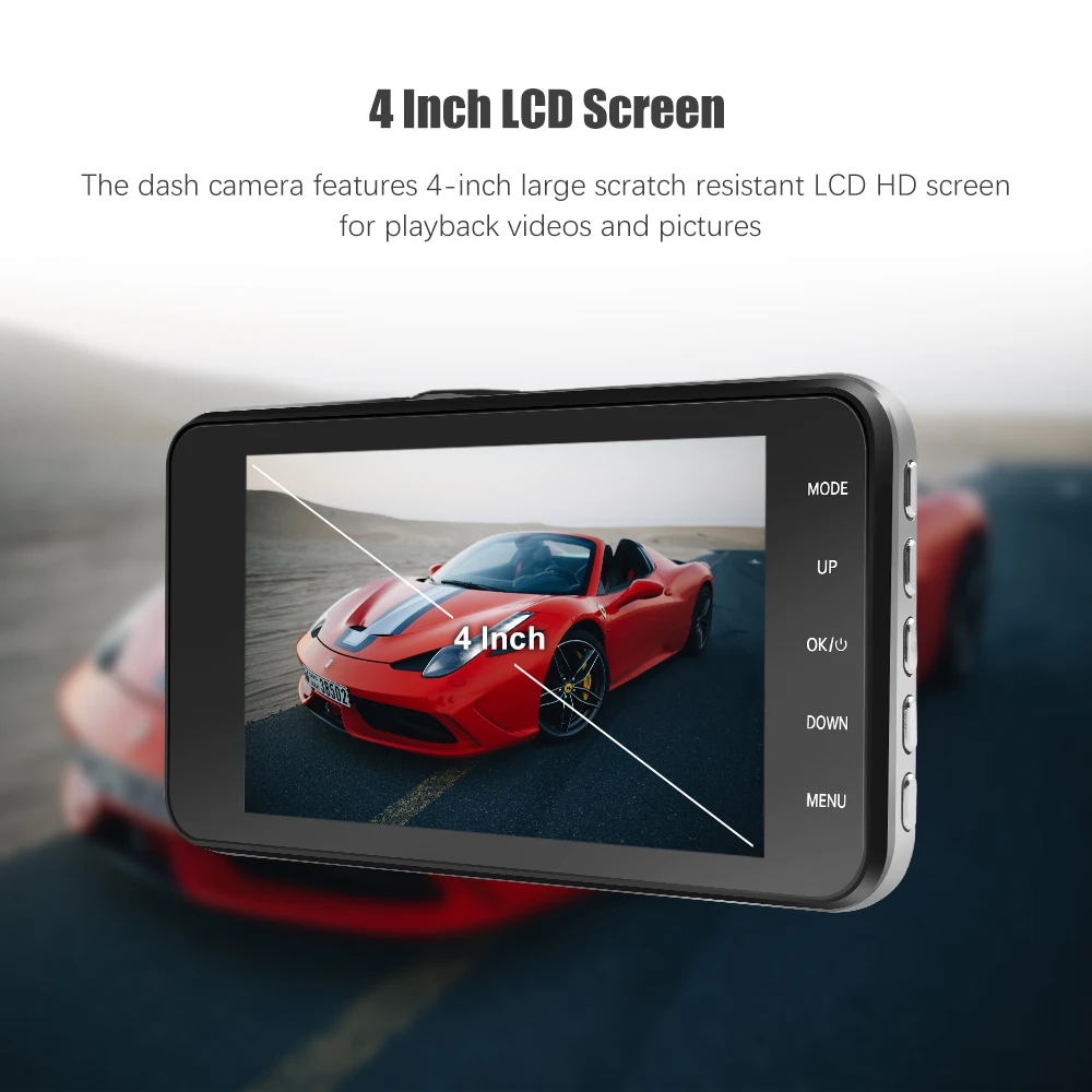 Автомобильный видеорегистратор 4 0 дюймов с двумя объективами 1080P Full HD g сенсор