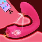 Вибратор на присосках для женщин, фаллоимитатор для клитора, имитация языка, через приложение Bluetooth, Минет, Стимулятор клитора, имитация всасывания, для взрослых