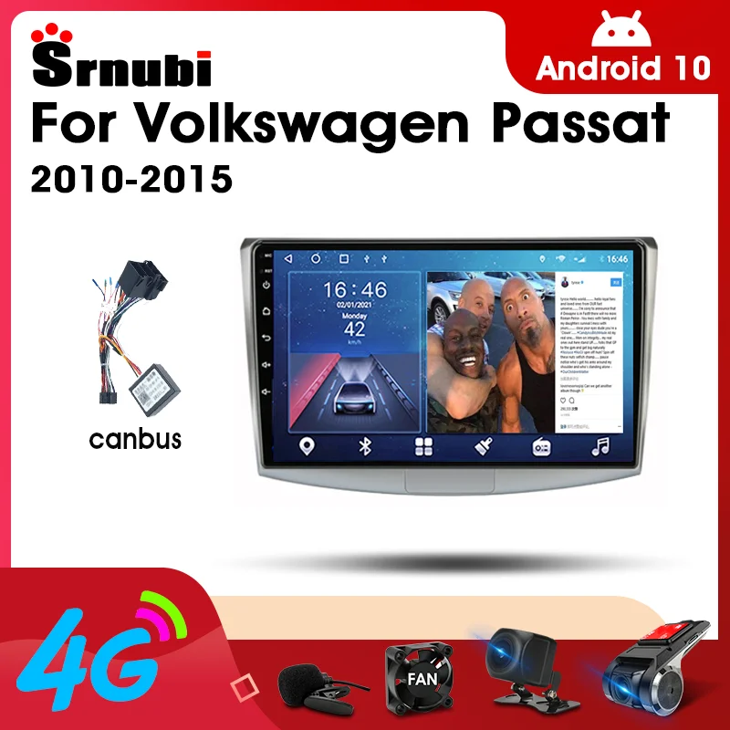 

Автомагнитола Srnubi на Android 10 для Volkswagen Passat 7 2010-2015, мультимедийный видеоплеер 2 Din с GPS-навигацией, головное устройство DVD для Carplay