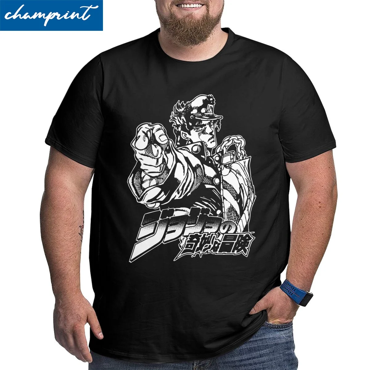 

Мужские футболки с религиозным воином, топы Джоджо из аниме «Невероятные приключения», Винтажная Футболка большого размера, футболки больш...